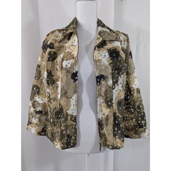 NWOT! RUBY RD. FAVORITES! FALL LEAVES ABSTRACT W/ SHEER "DROPS" JACKET! SZ 10 - Picture 3 of 10